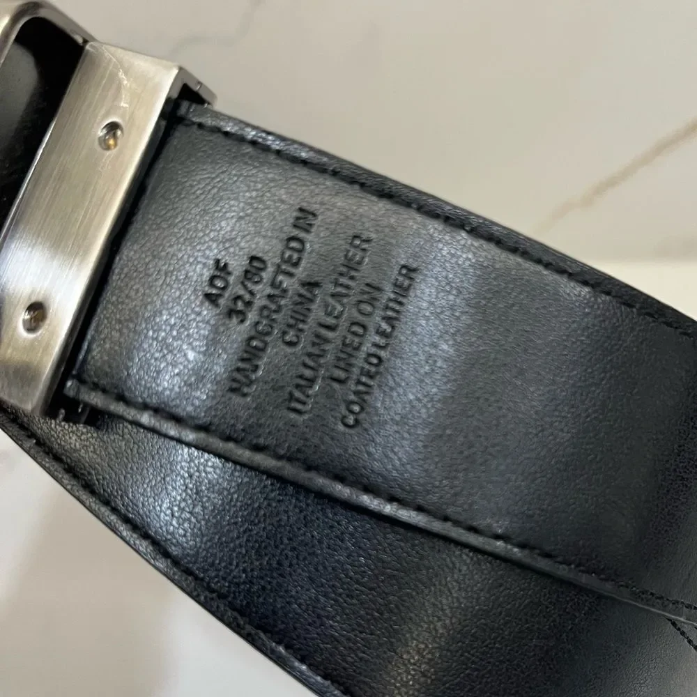 Kenneth Cole Black and Pewter Men's Belt